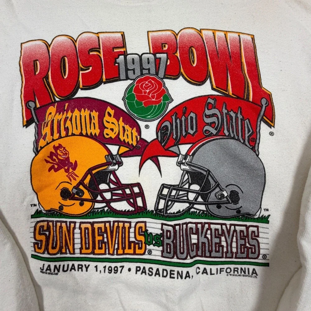 VTG 1997 Rose Bowl Sun Devils Ohio State Fruit of the Loom Sweatshirt XL White